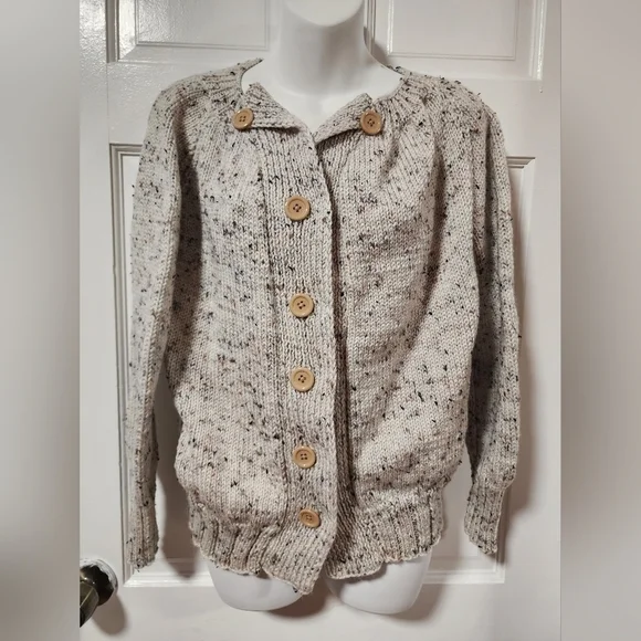 Women's donegal handmade knit cardigan sweater - Picture 7 of 11